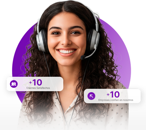 Agente con auriculares y estadísticas